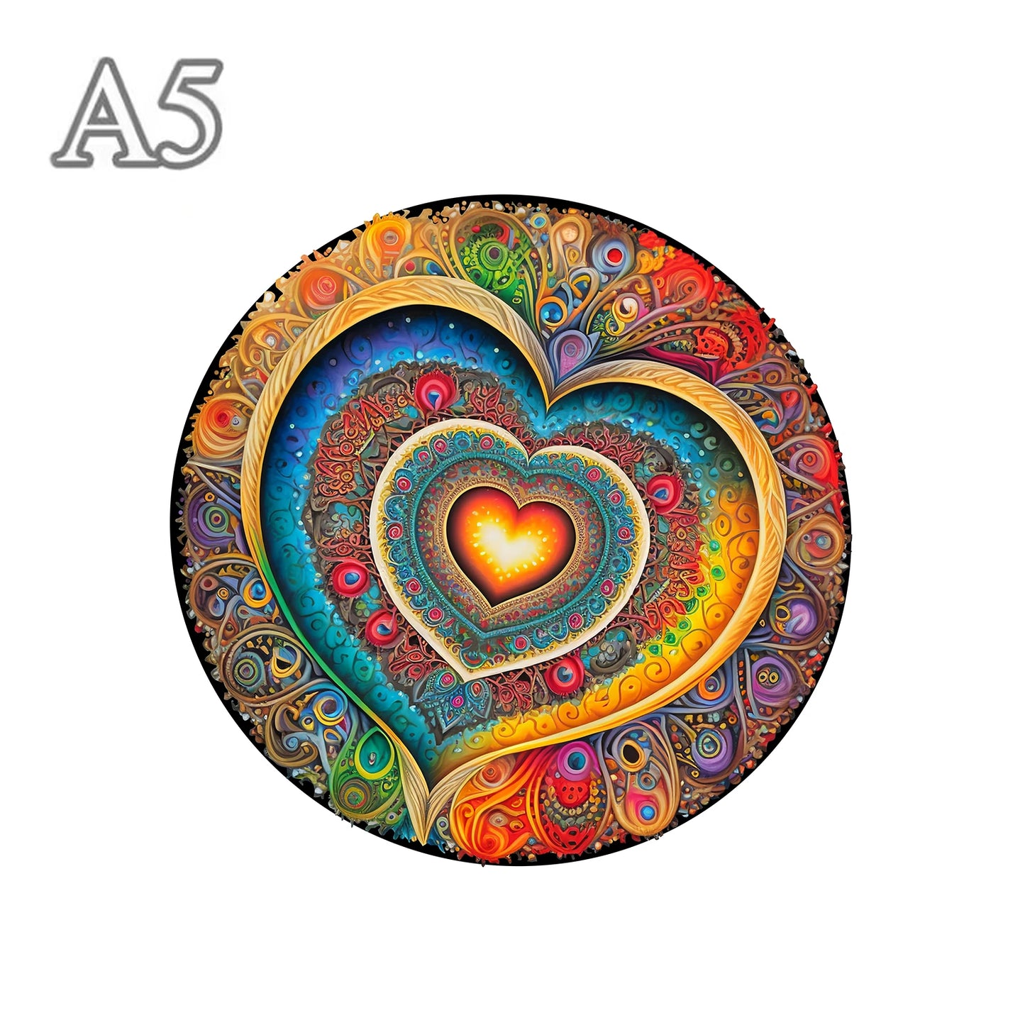 Rundes Herz-Holzpuzzle – Romantisches Design