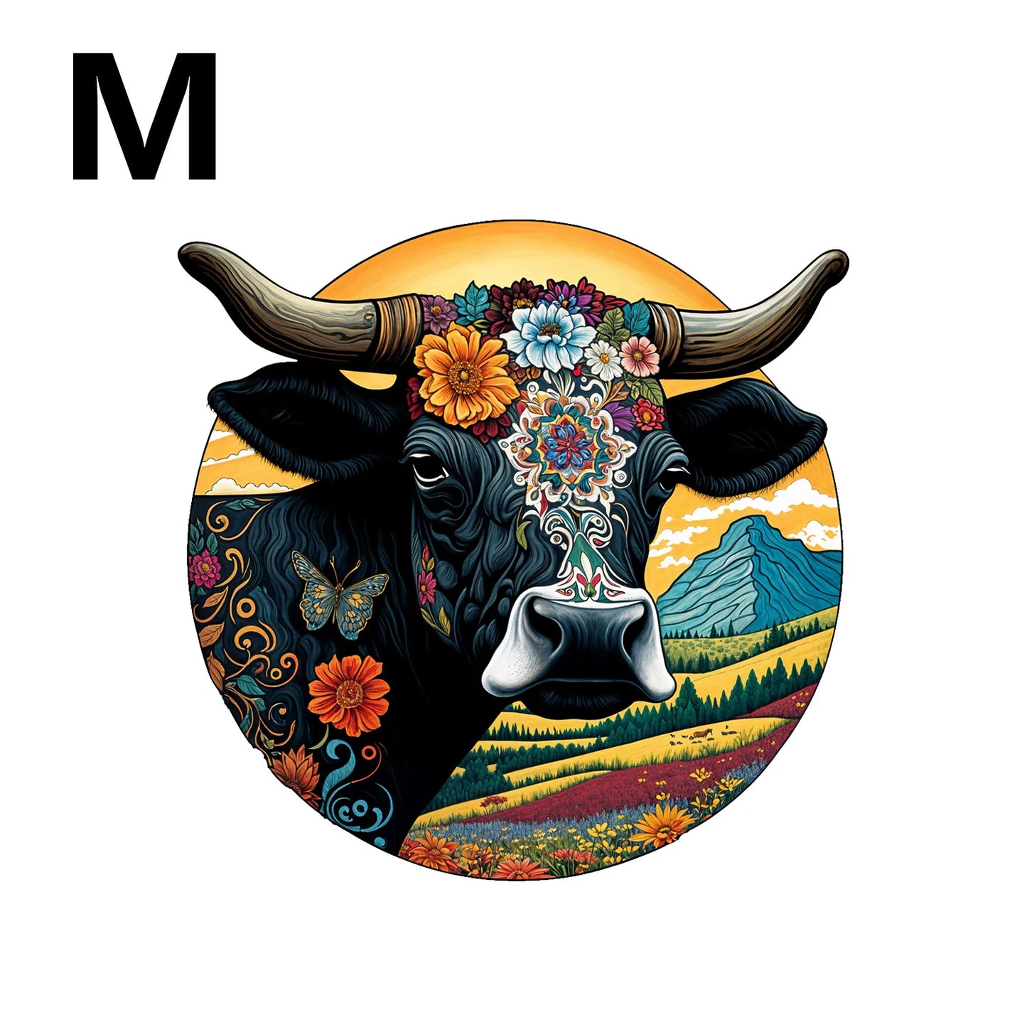 Rundes Kuh-Holzpuzzle – Einzigartige Tierformen für Entspannung