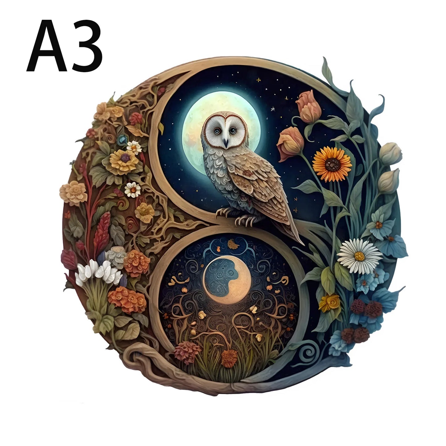 Yin-Yang-Vogel-Holzpuzzle – Harmonisches Design