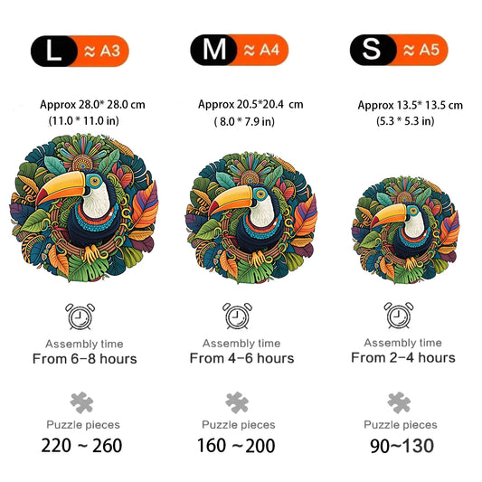 Einzigartiges Tukan-Holzpuzzle – Exotisches Tierpuzzle