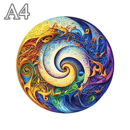 Buntes Muster-Holzpuzzle – Kreative Entspannung