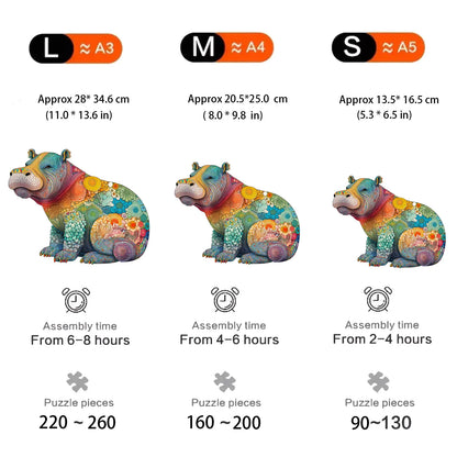 Flusspferd-Holzpuzzle – Starkes Tierpuzzle