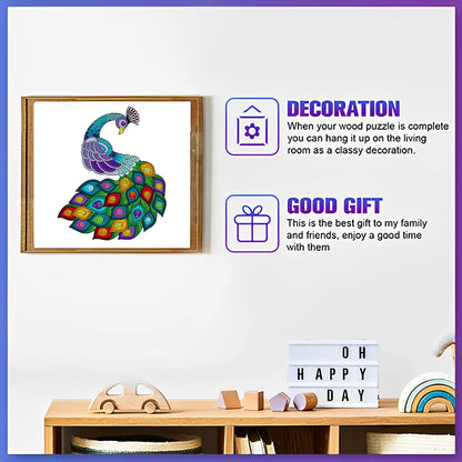 Bunter Pfau-Holzpuzzle – Lebendiges Tierpuzzle