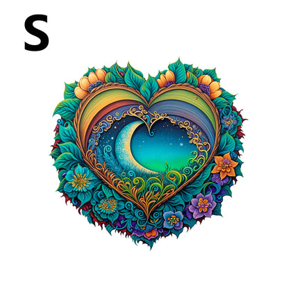 3D-Herz-Holzpuzzle – Achtsames Pflanzenmotiv