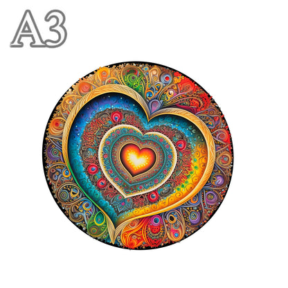 Rundes Herz-Holzpuzzle – Romantisches Design