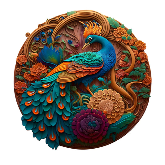 Pfau-Holzpuzzle – Elegantes Tierpuzzle