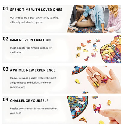 Süßes Wal-Holzpuzzle – Entspannung mit unregelmäßigen Formen