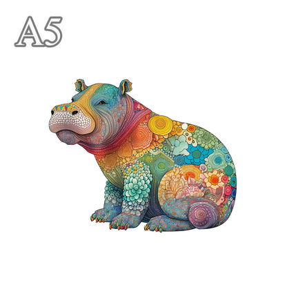 Flusspferd-Holzpuzzle – Starkes Tierpuzzle