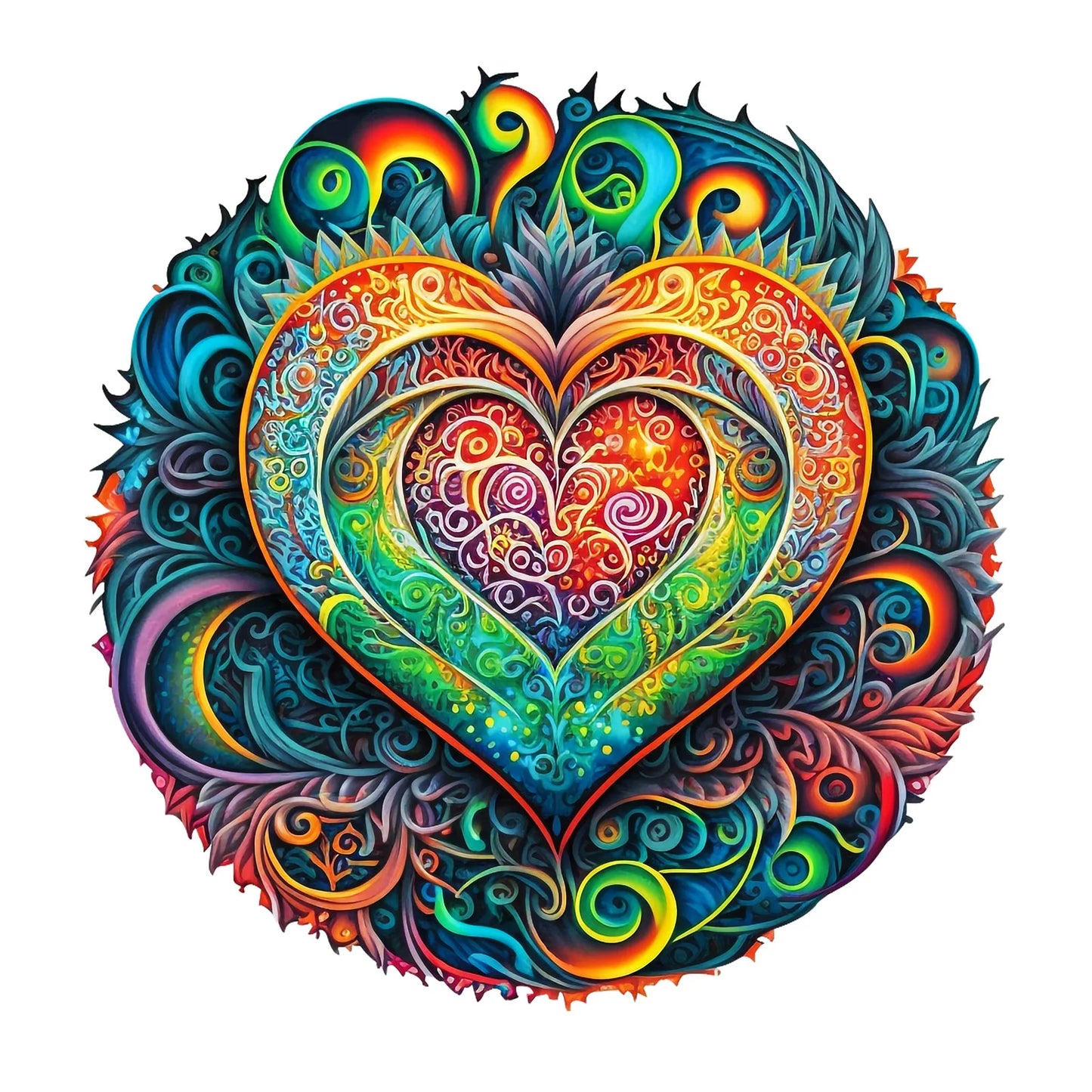 Rundes Herz-Holzpuzzle – Romantisches Design