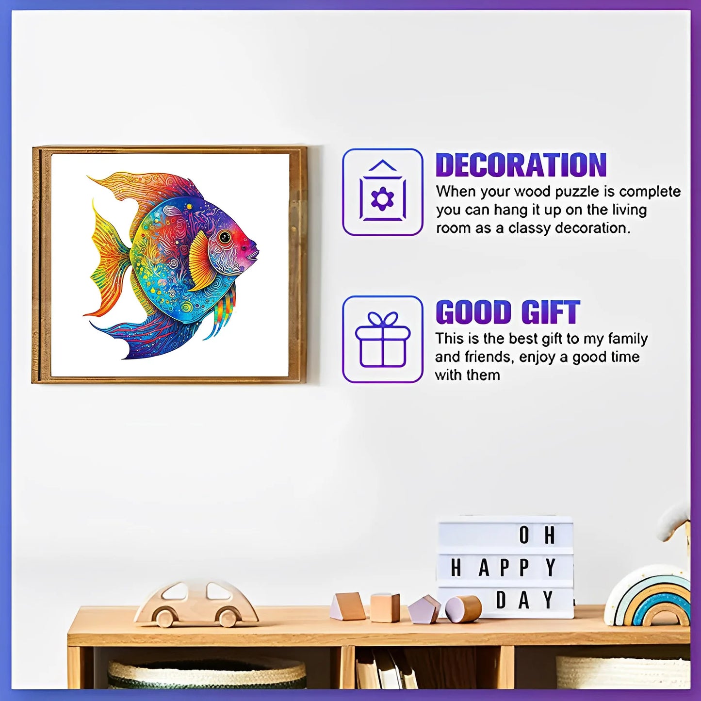 Bunter Fisch-Holzpuzzle – Lebendiges Meerespuzzle