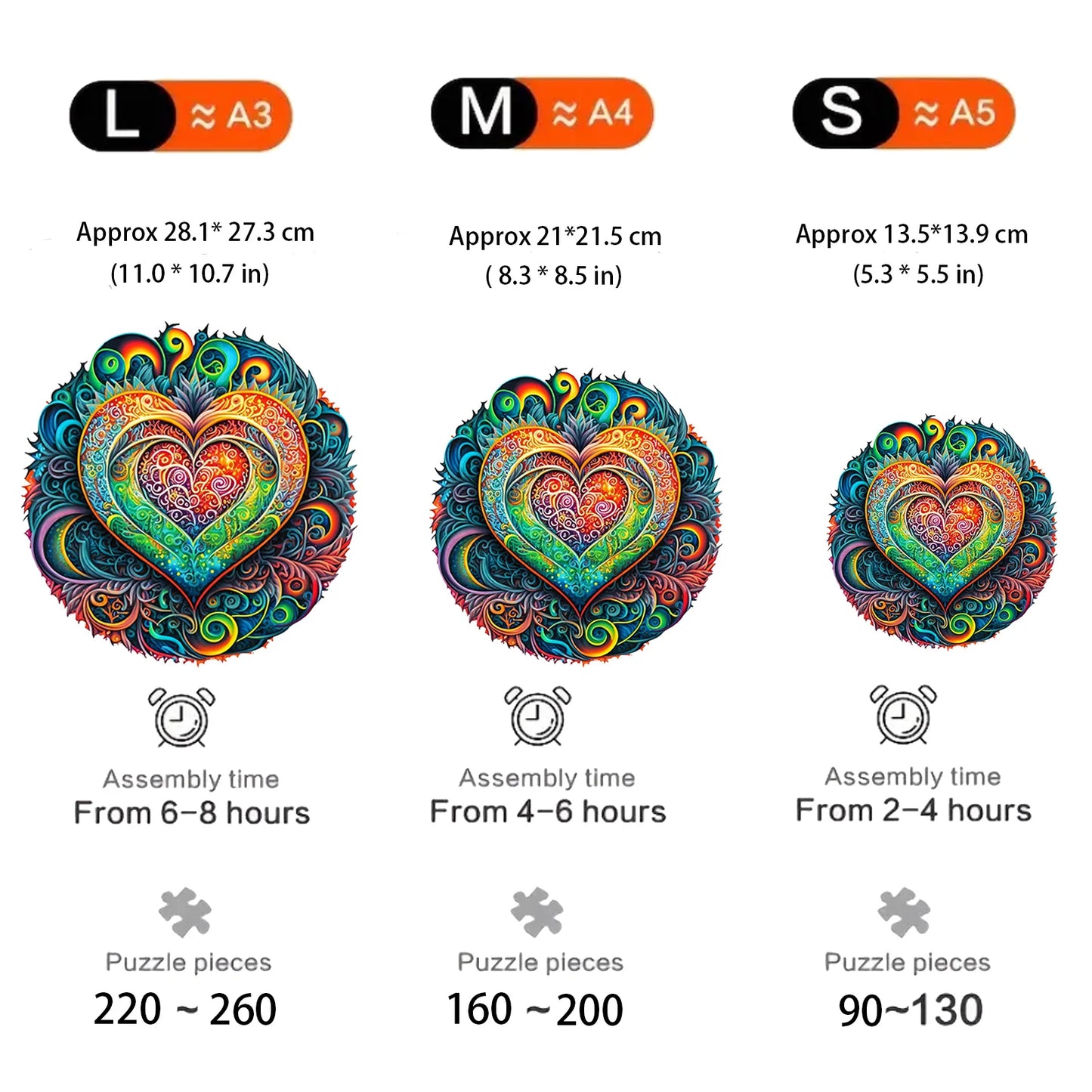Rundes Herz-Holzpuzzle – Romantisches Design