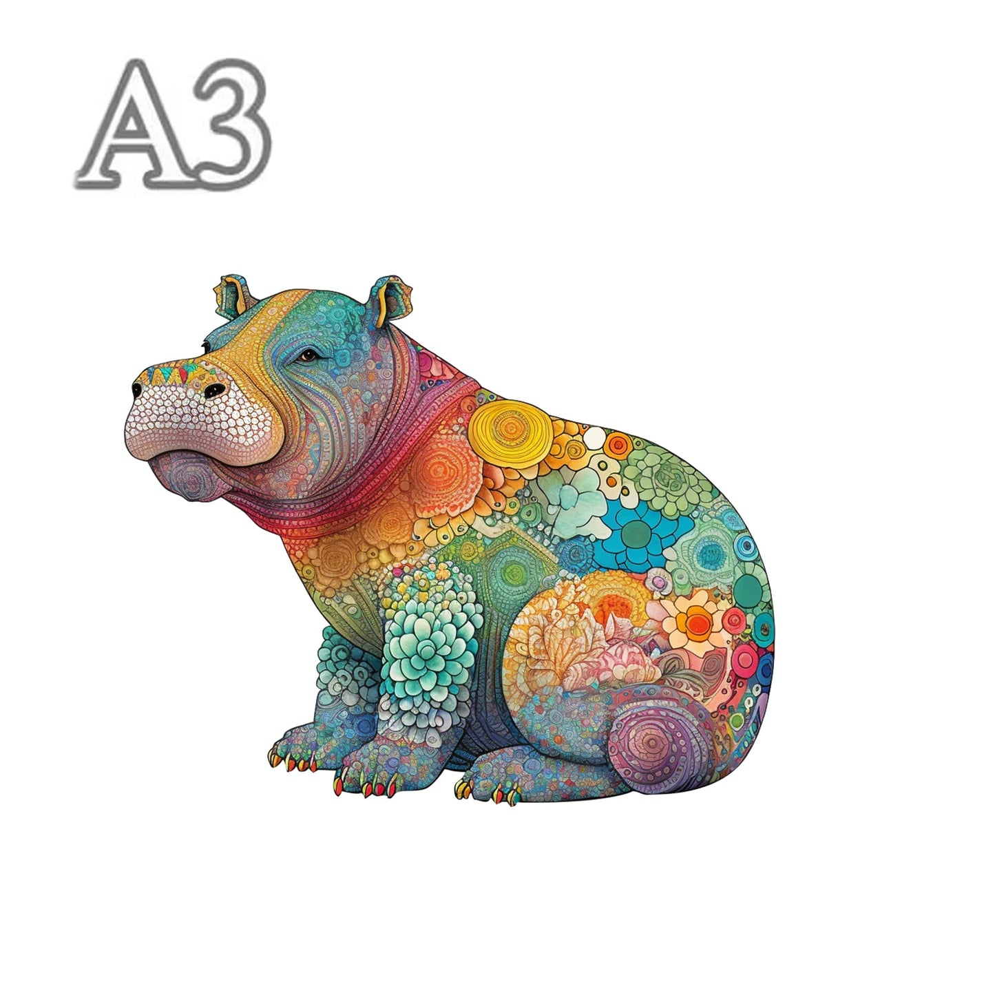 Flusspferd-Holzpuzzle – Starkes Tierpuzzle