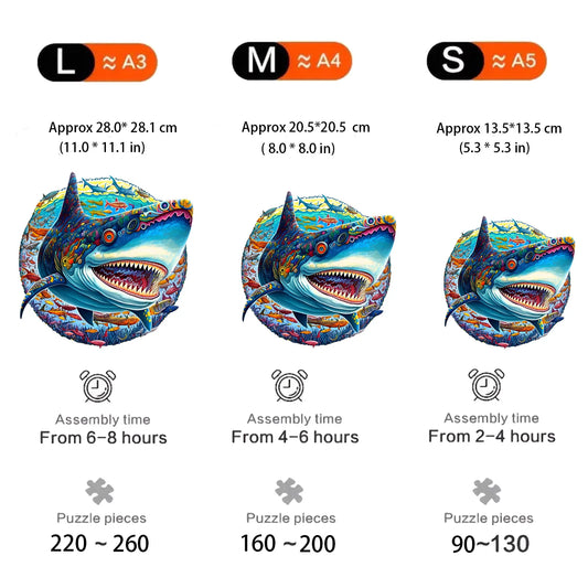 Hai-Holzpuzzle – Dynamisches Tierpuzzle