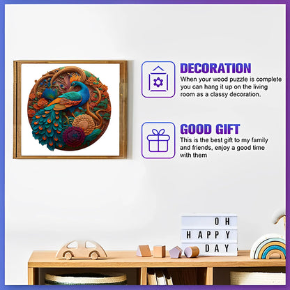 Pfau-Holzpuzzle – Elegantes Tierpuzzle