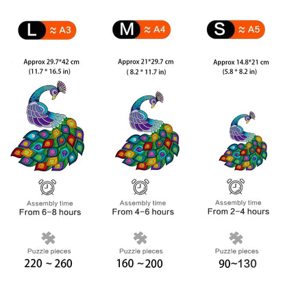 Bunter Pfau-Holzpuzzle – Lebendiges Tierpuzzle