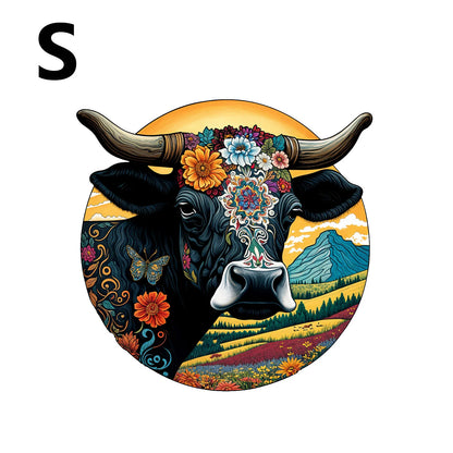 Rundes Kuh-Holzpuzzle – Einzigartige Tierformen für Entspannung