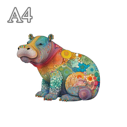 Flusspferd-Holzpuzzle – Starkes Tierpuzzle