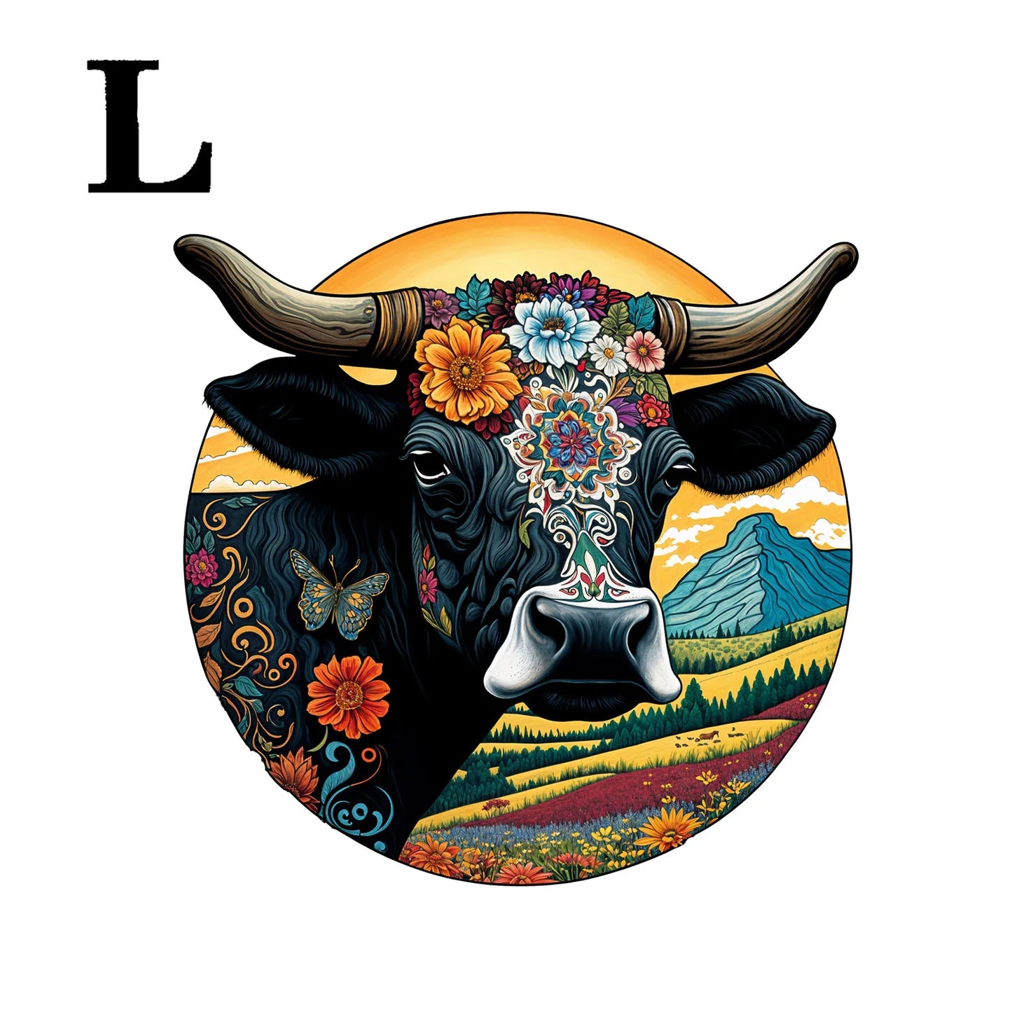 Rundes Kuh-Holzpuzzle – Einzigartige Tierformen für Entspannung