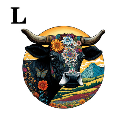 Rundes Kuh-Holzpuzzle – Einzigartige Tierformen für Entspannung